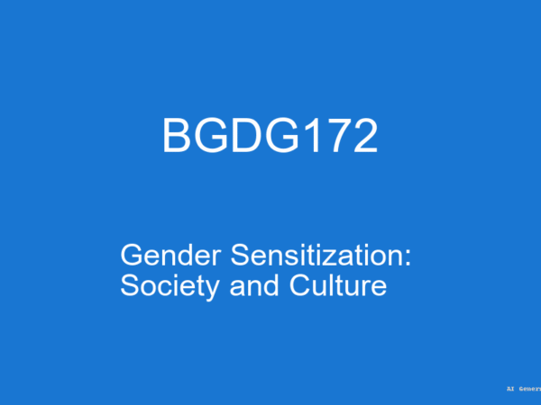 BGDG172 - Gender Sensitization: Society and Culture (Guess Papers + Solutions)